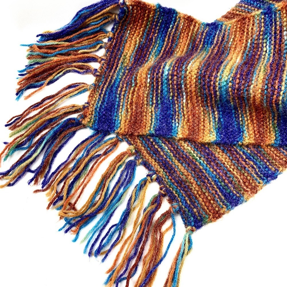 Vintage ombre rainbow hand made crochet scarf